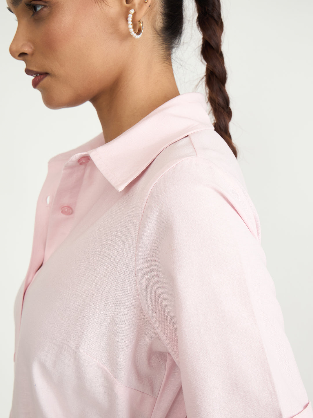 Cotton Linen Maxi Shirt Dress