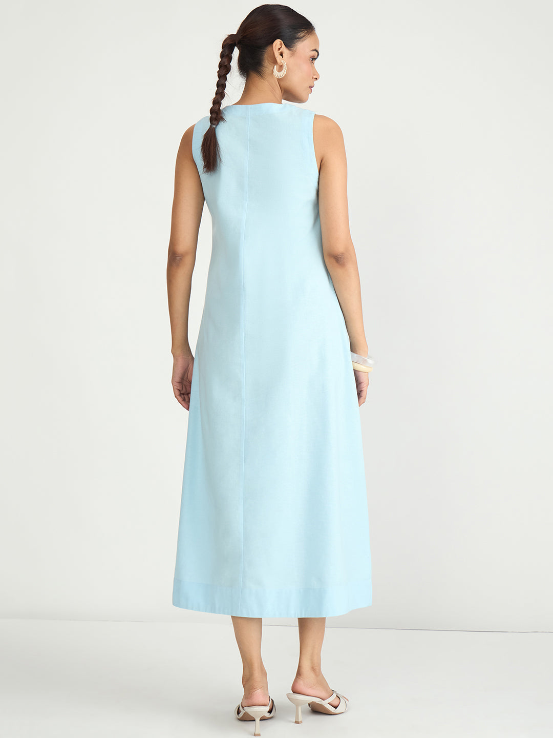 LinenLite Icy Blue A-line Maxi Dress