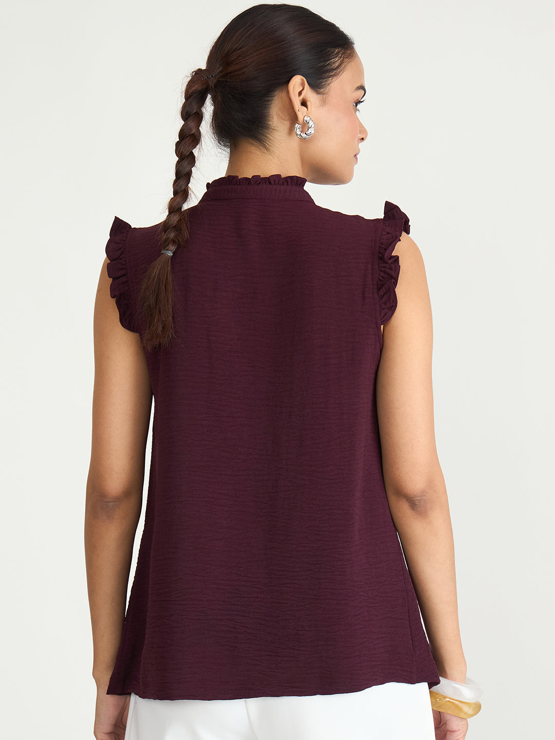 Wine Pintuck Detail Top