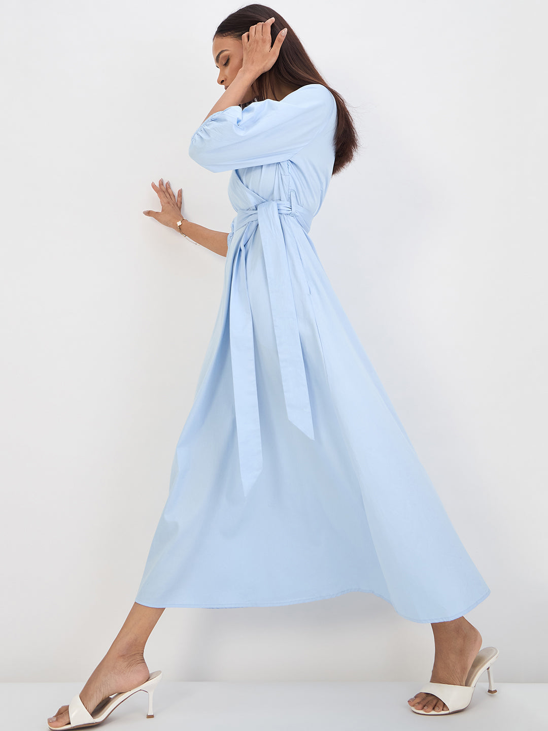 Powder Blue Wrap Maxi Dress