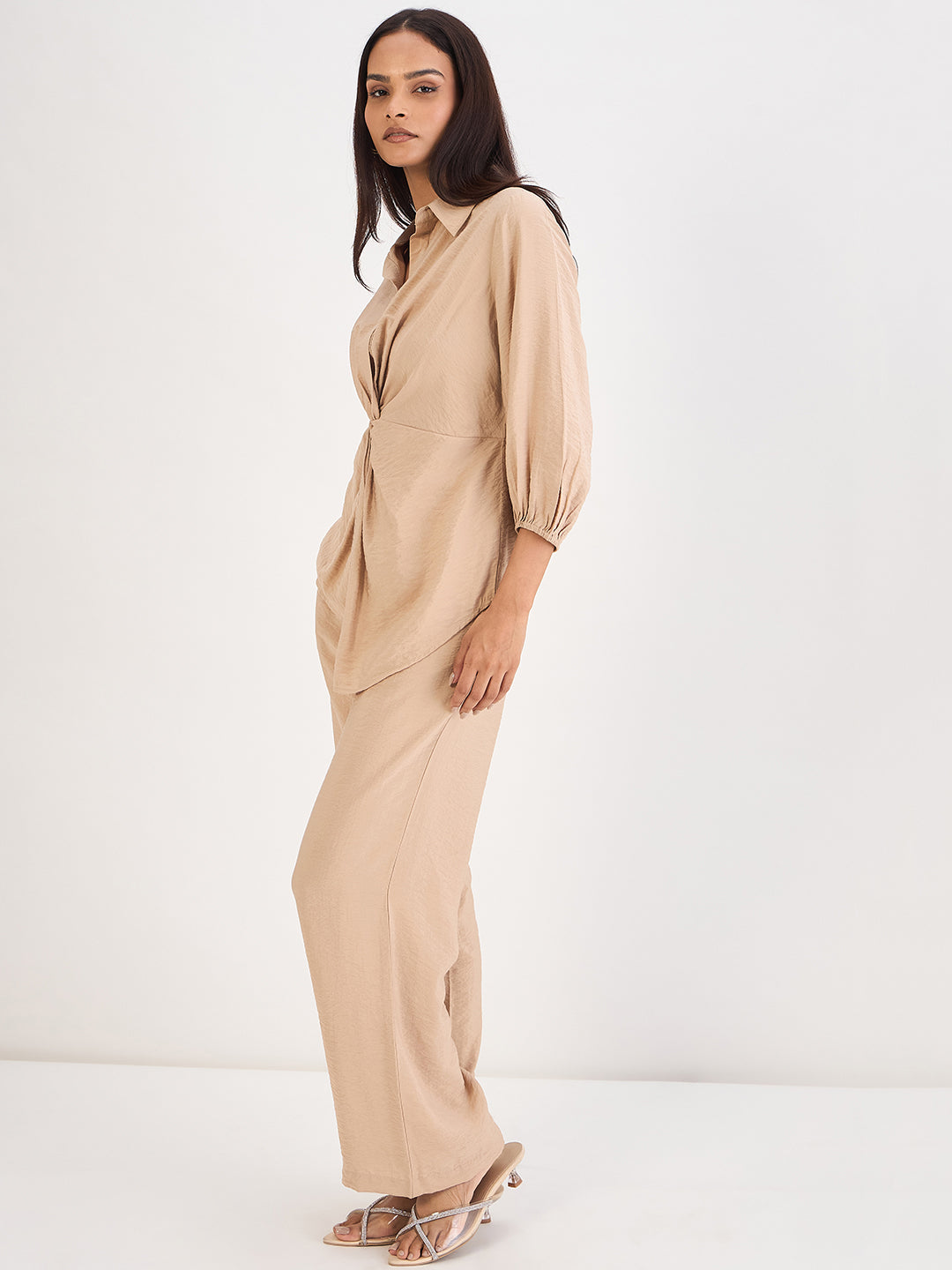 Beige Front Knot Co-Ord