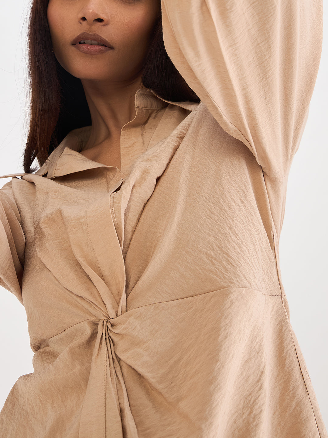 Beige Front Knot Co-Ord