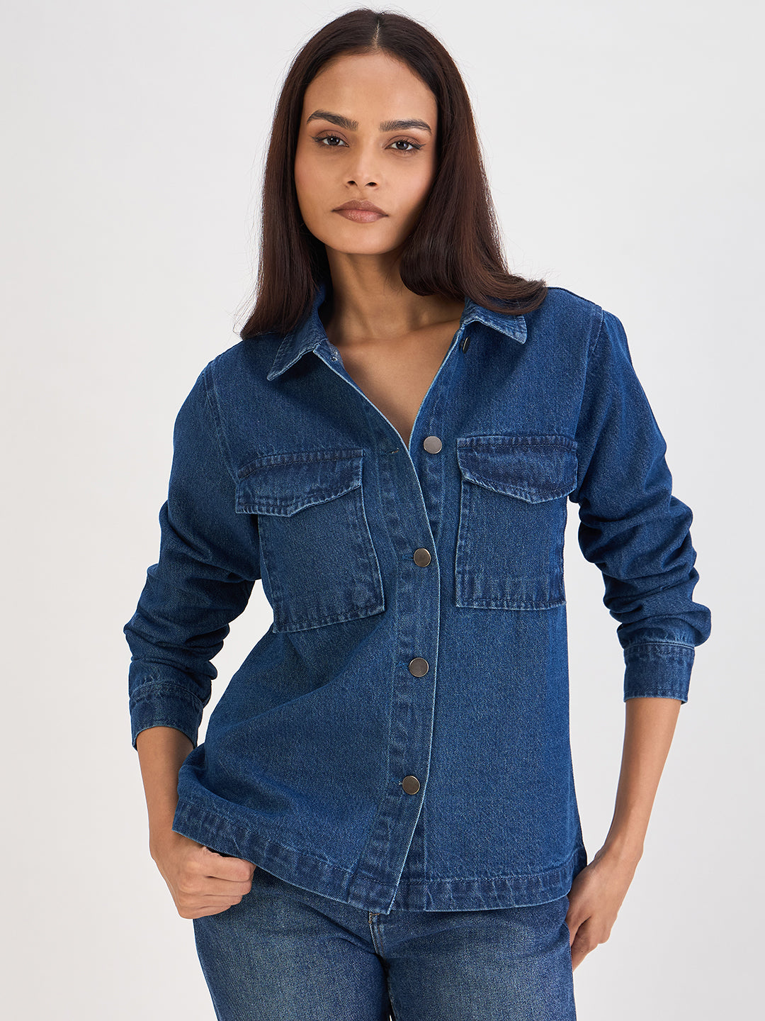 Mid Blue Denim Shacket