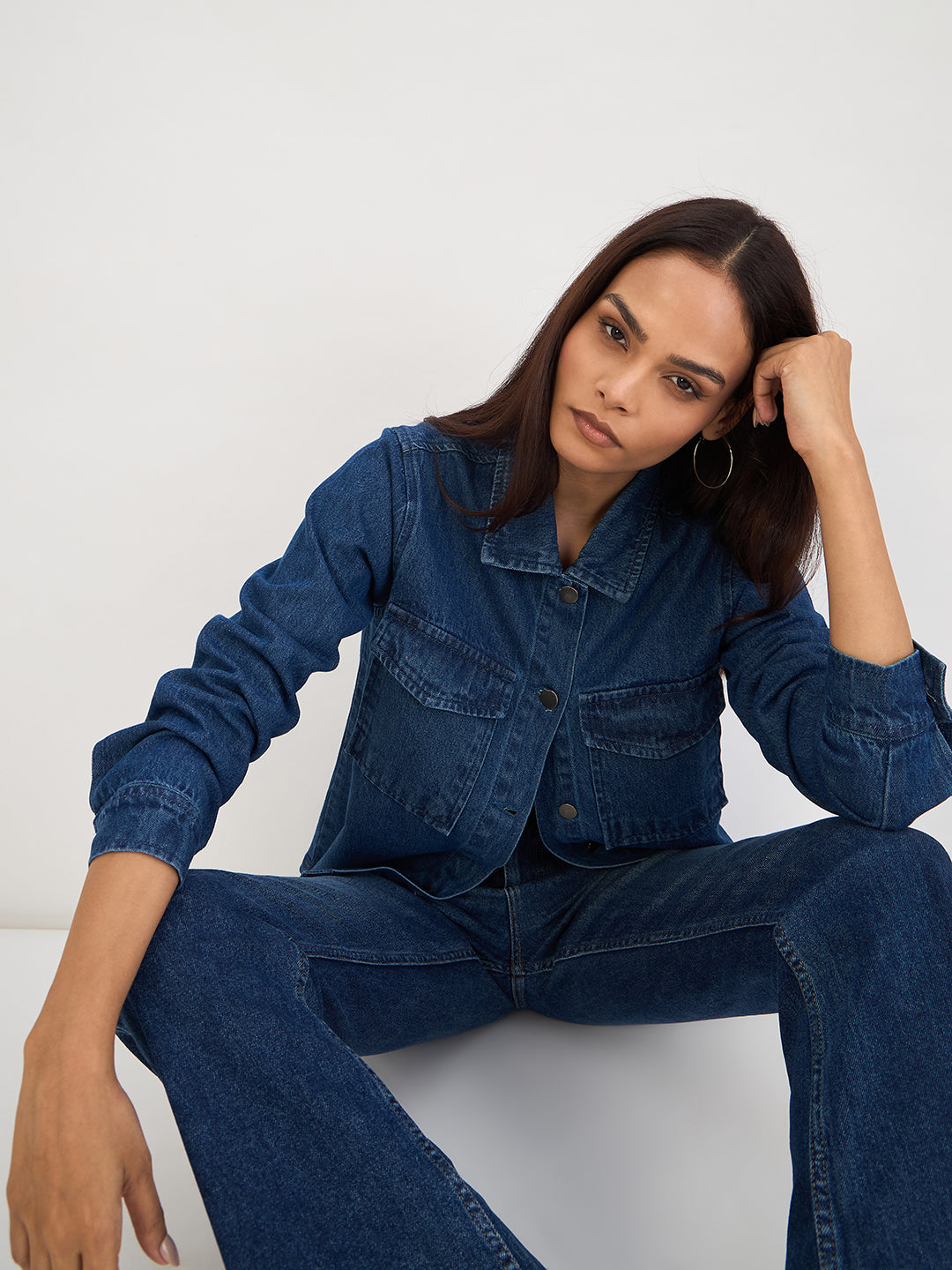 Mid Blue Denim Shacket