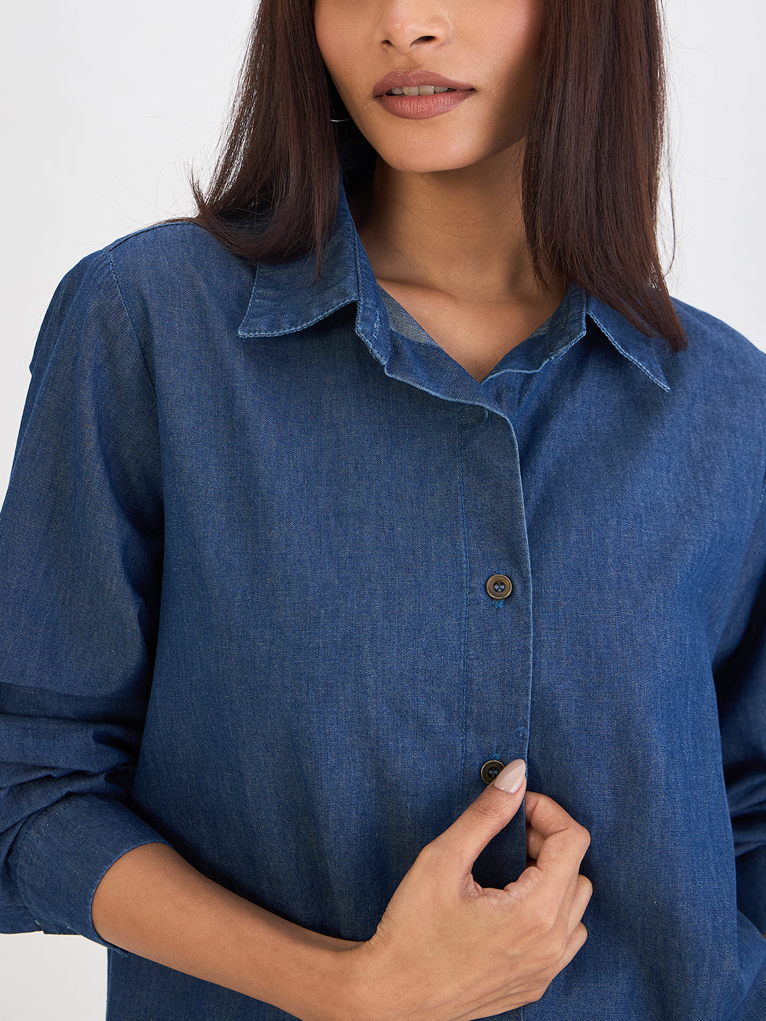 Navy Blue Denim Shirt
