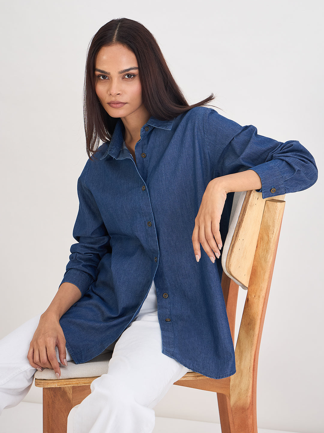 Navy Blue Denim Shirt