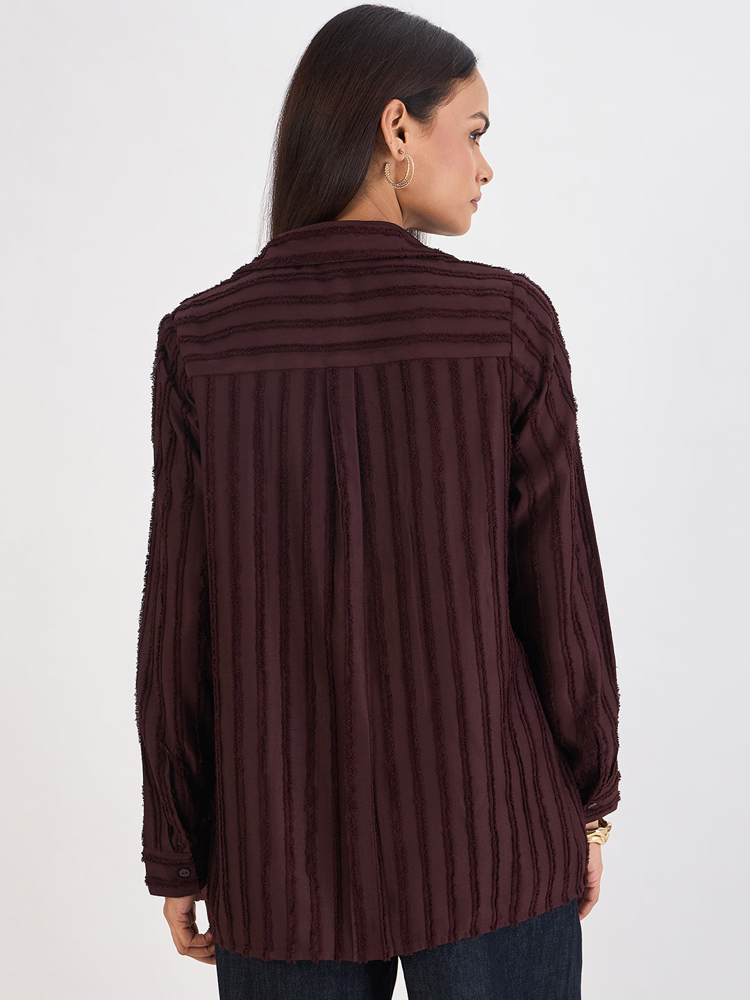 Coffee Brown Textured Button Down Shirt