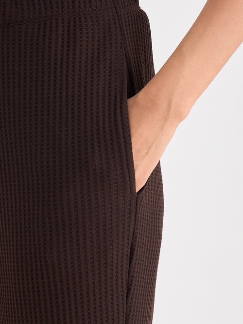 Coffee Brown Waffle Knit Straight Pants