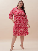 Red Paisley Print Midi Dress