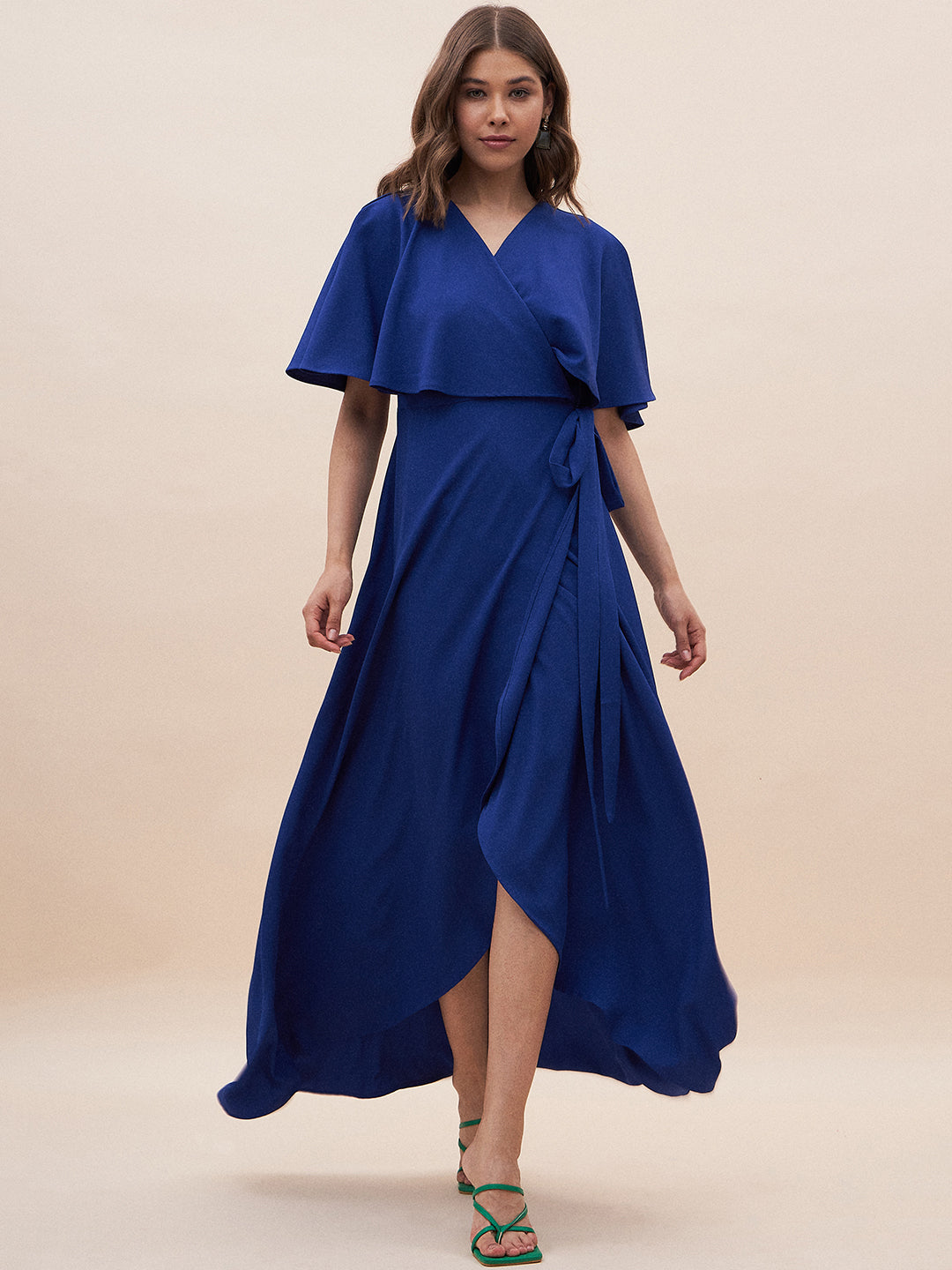 Blue Wrap Formal Maxi Dress