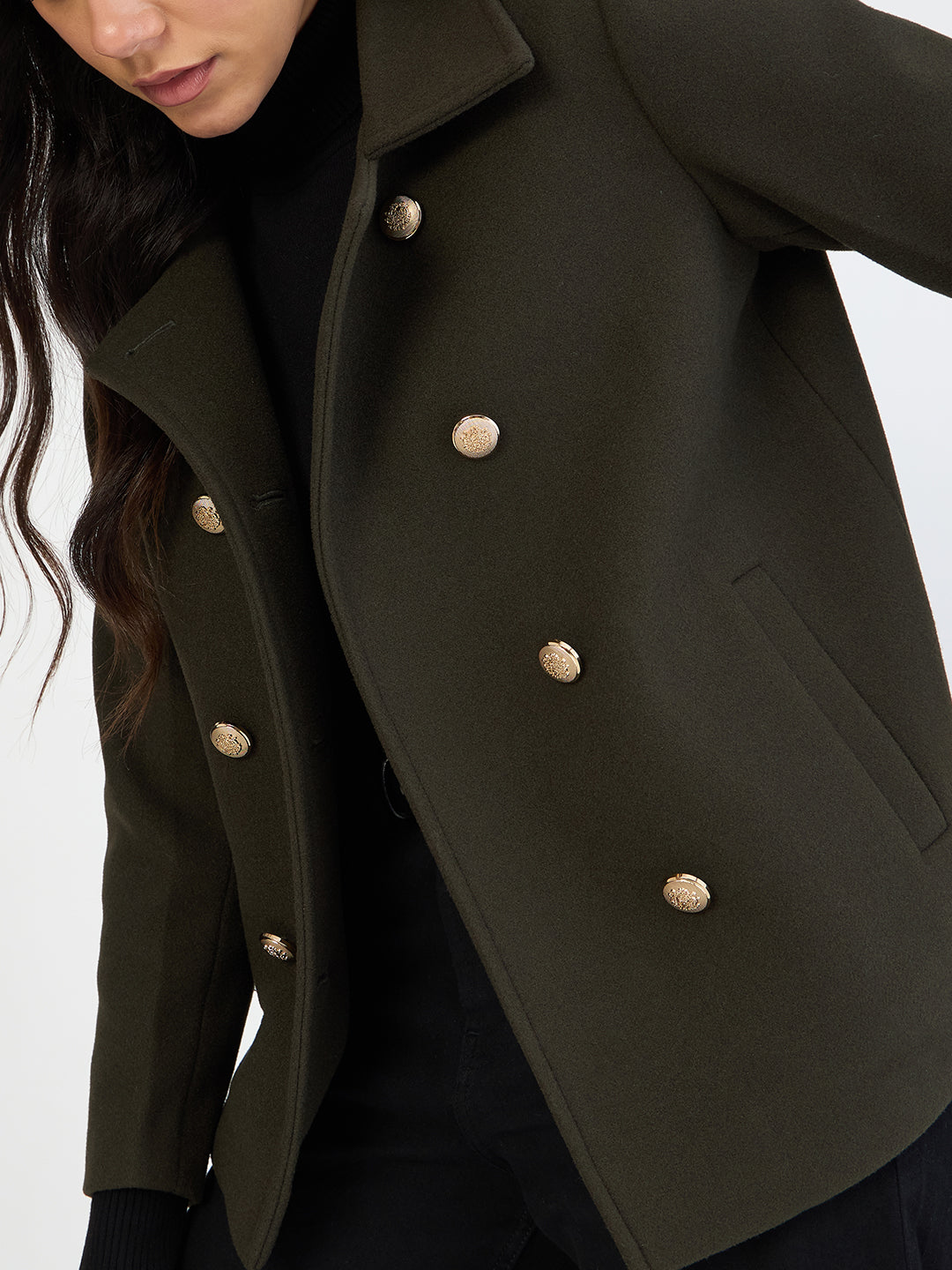 Olive Double Breasted Coat