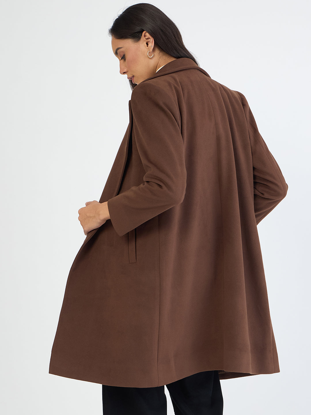 Brown Single Button Long Coat
