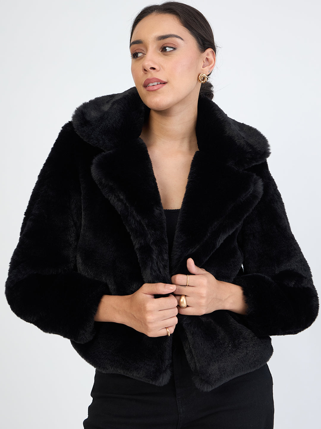 Black Faux Fur Coat