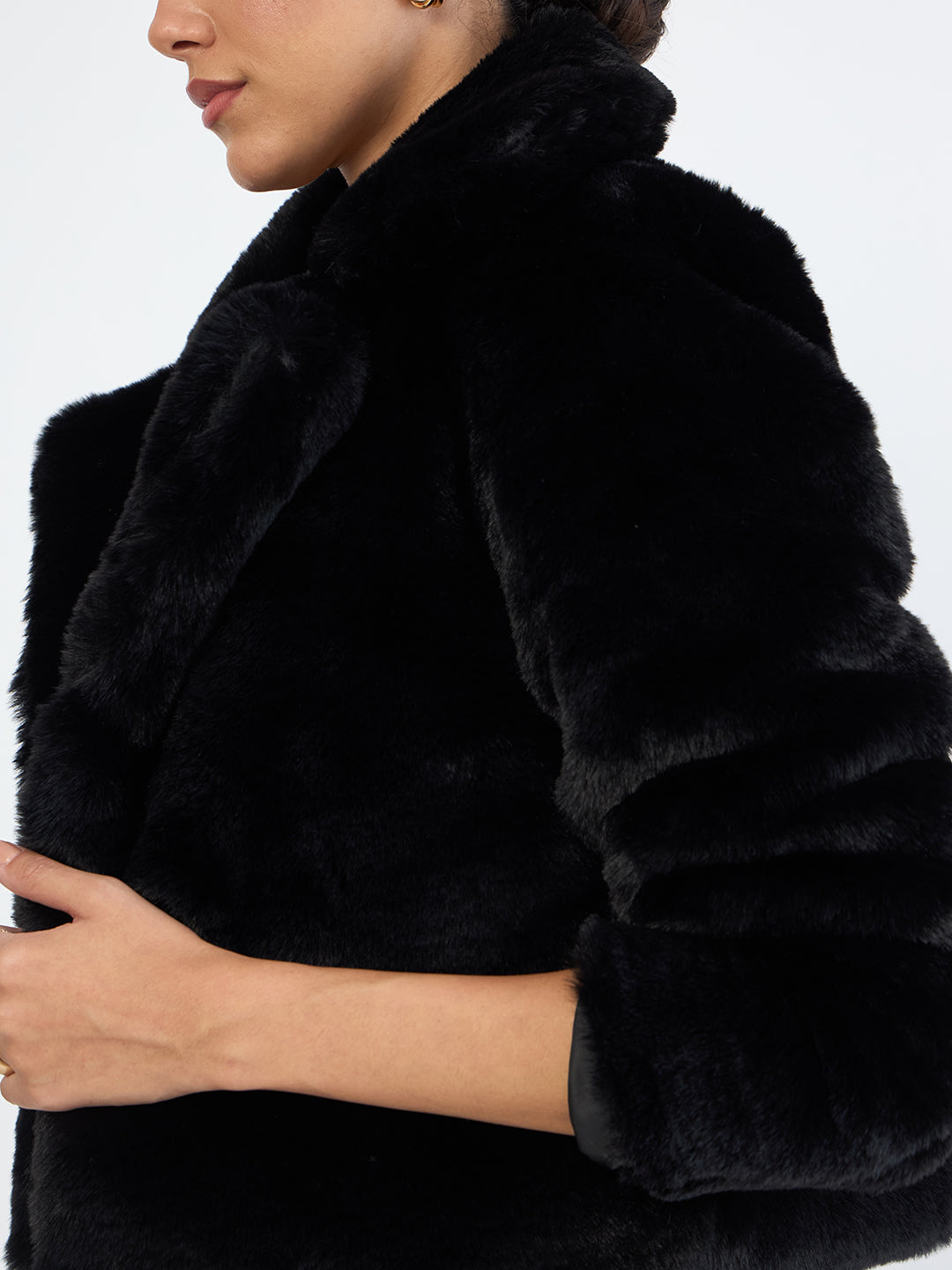 Black Faux Fur Coat