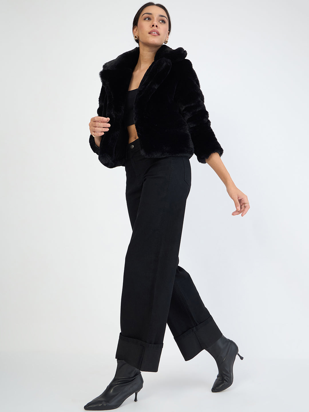 Black Faux Fur Coat