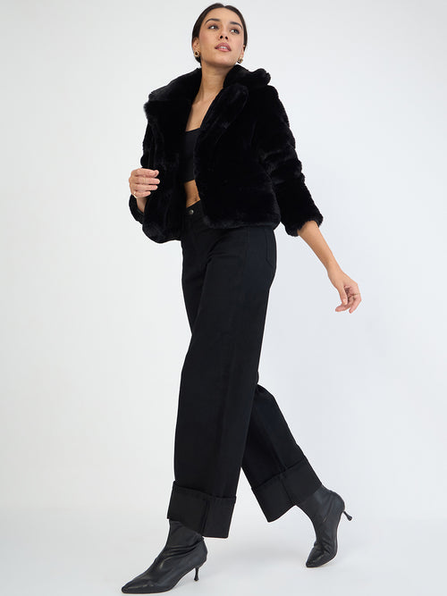 Black Faux Fur Coat
