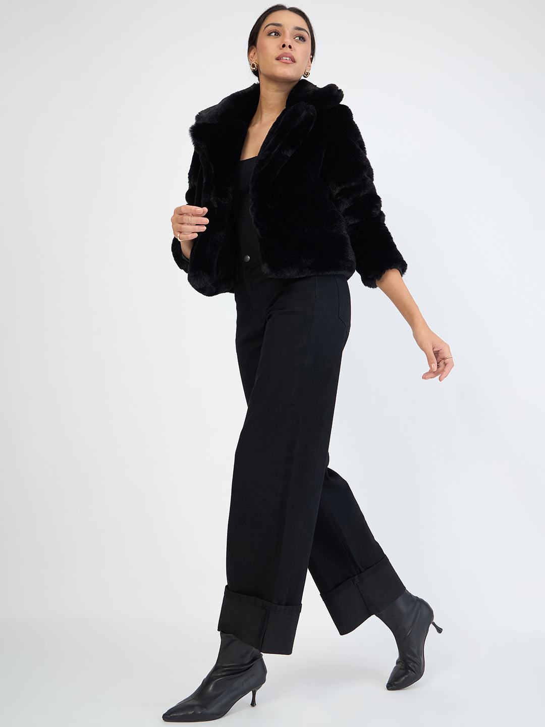 Black Faux Fur Coat