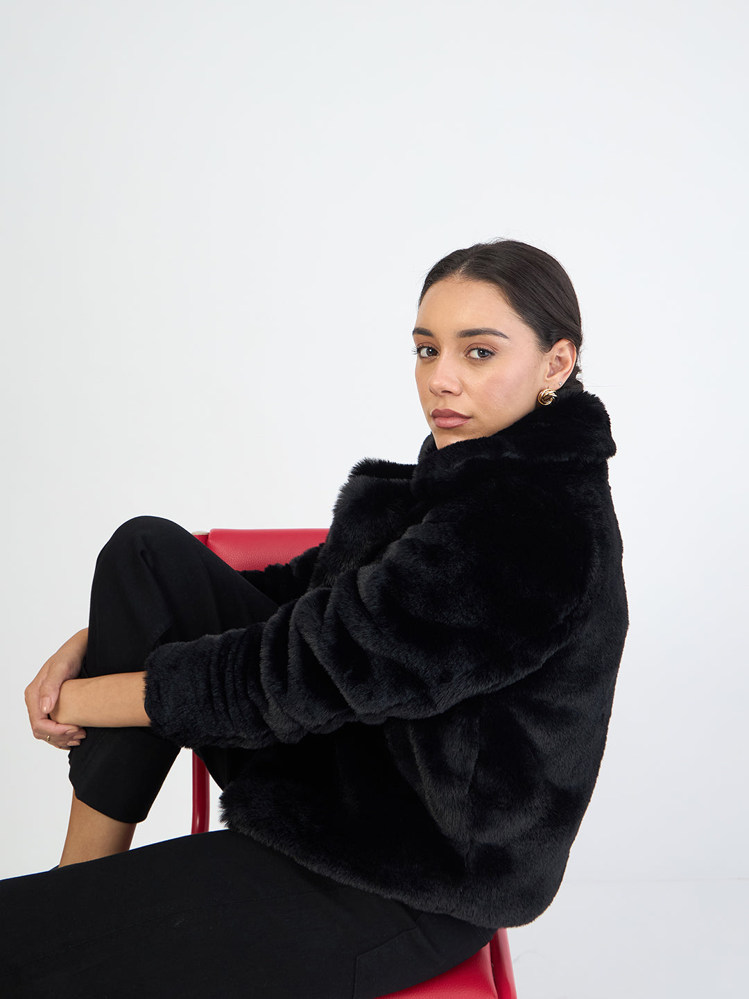 Black Faux Fur Coat