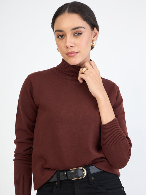 Coffee Brown Turtle Neck Sweater