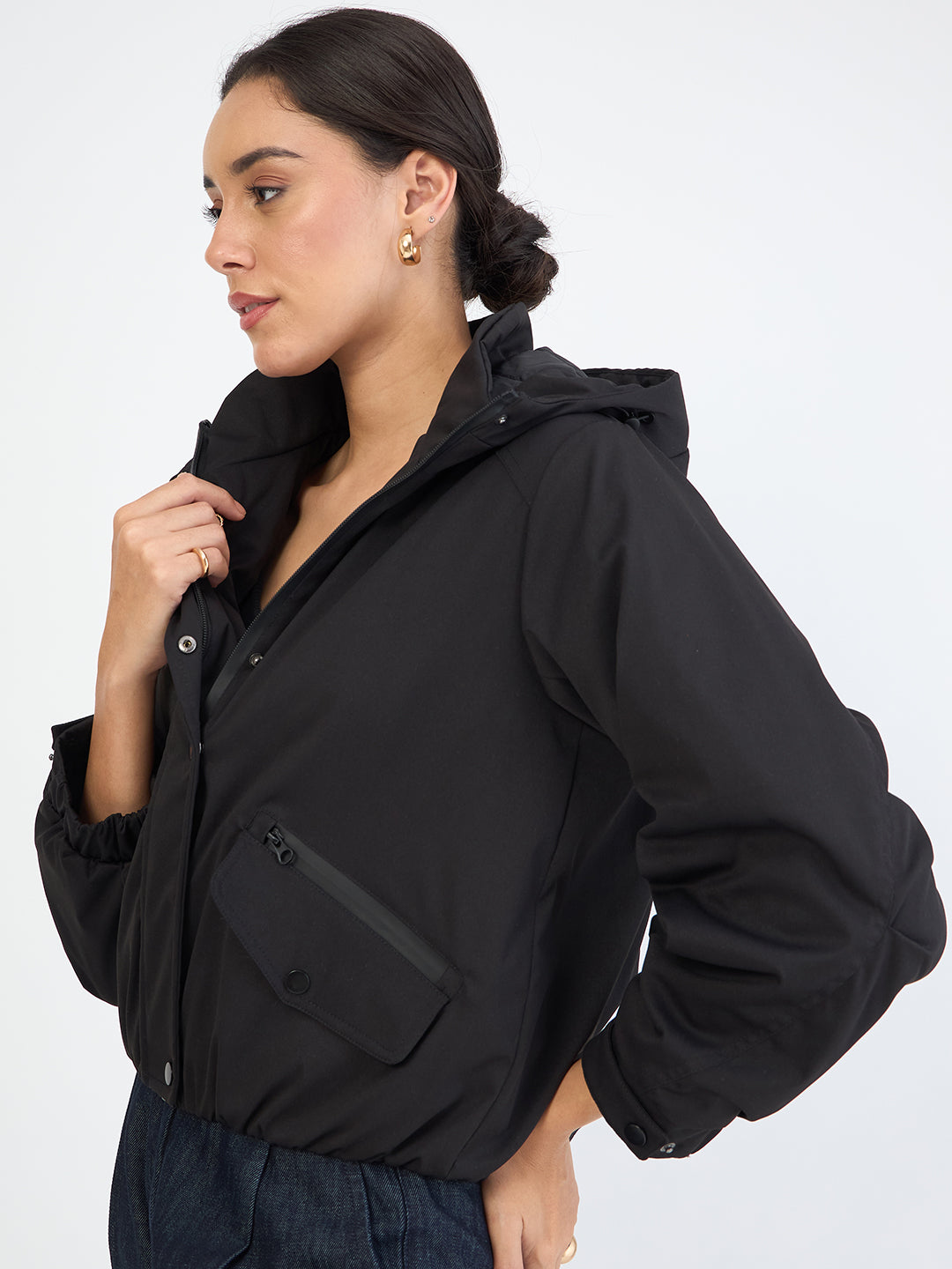 Black Oversized Bomber Jacket
