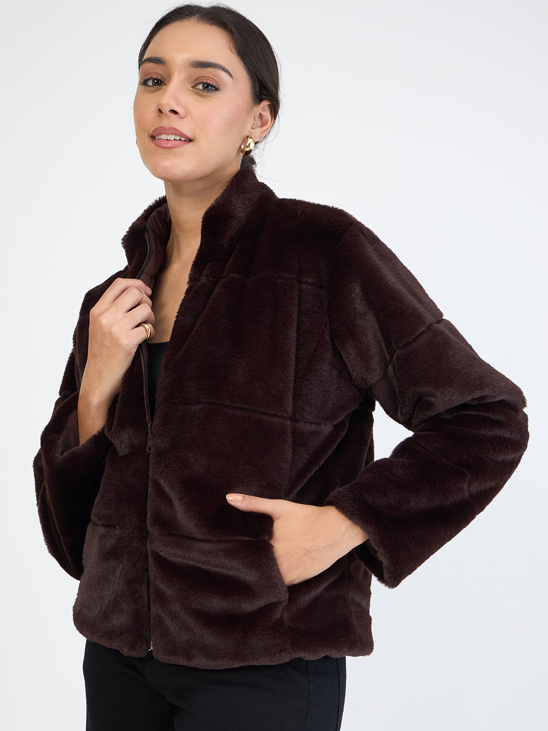 Coffee Brown Fur Reversible Jacket