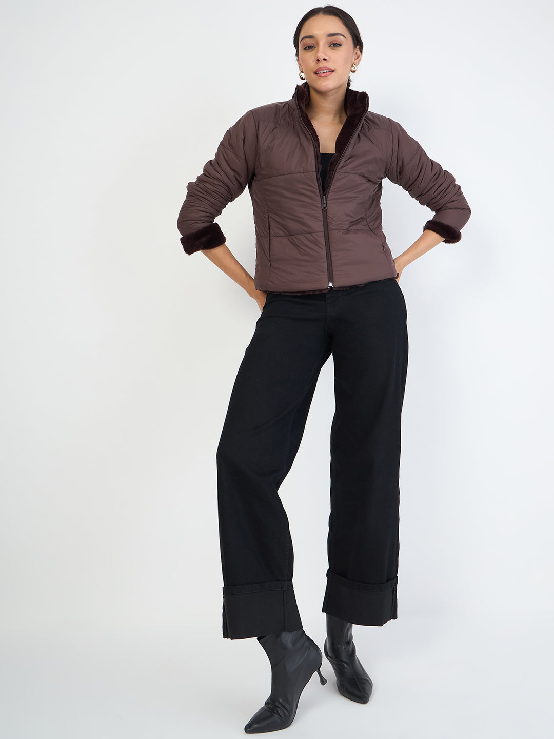 Coffee Brown Fur Reversible Jacket