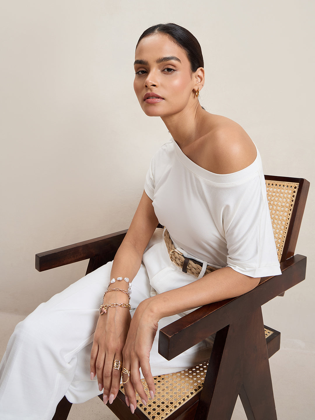 Bamboo White Off Shoulder EasyTee