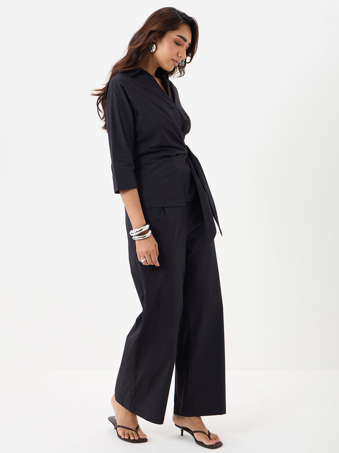 PaperLite Poplin Black Wrap Co-ord Set