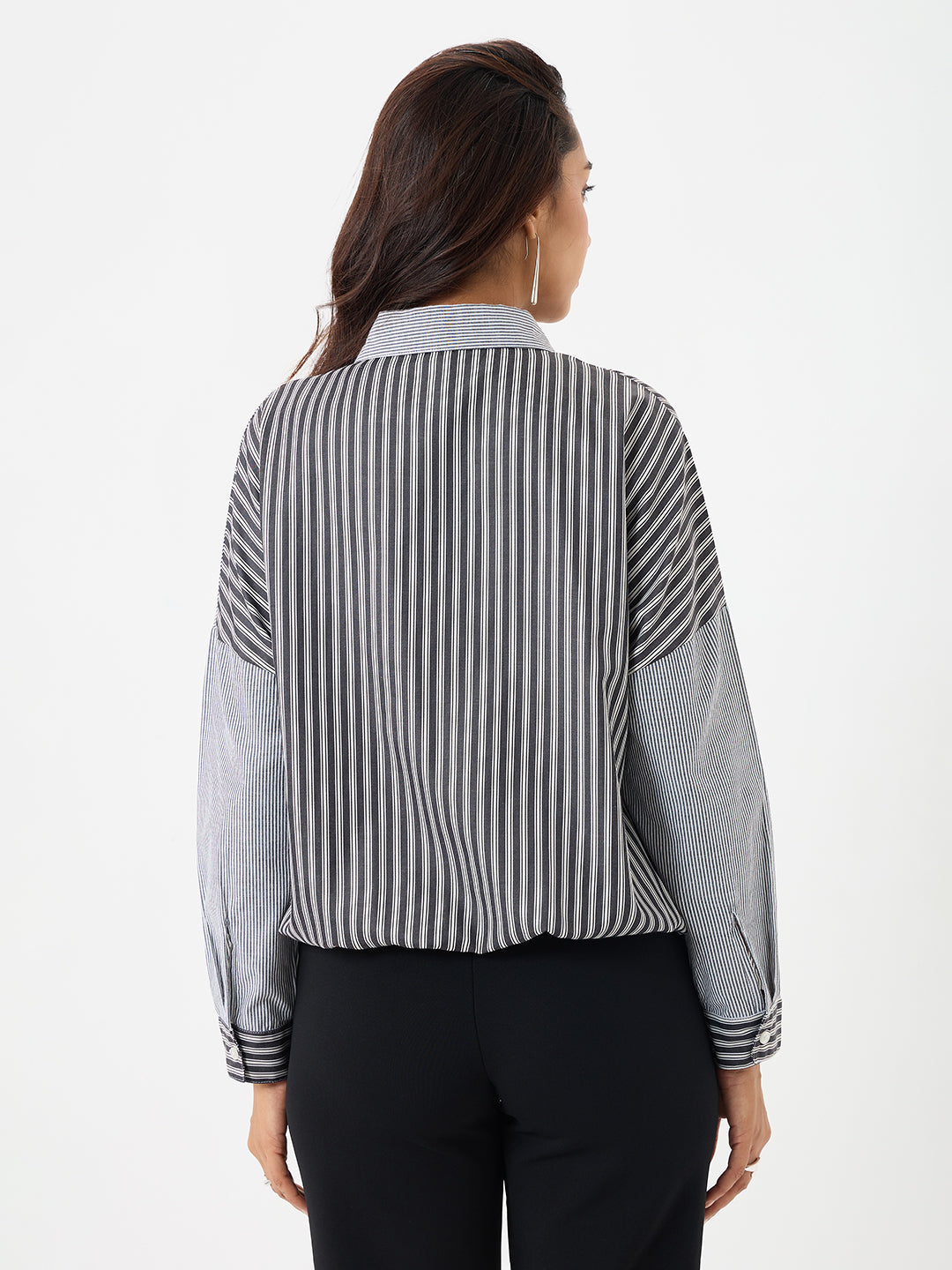 Black Stripe Wrap Top