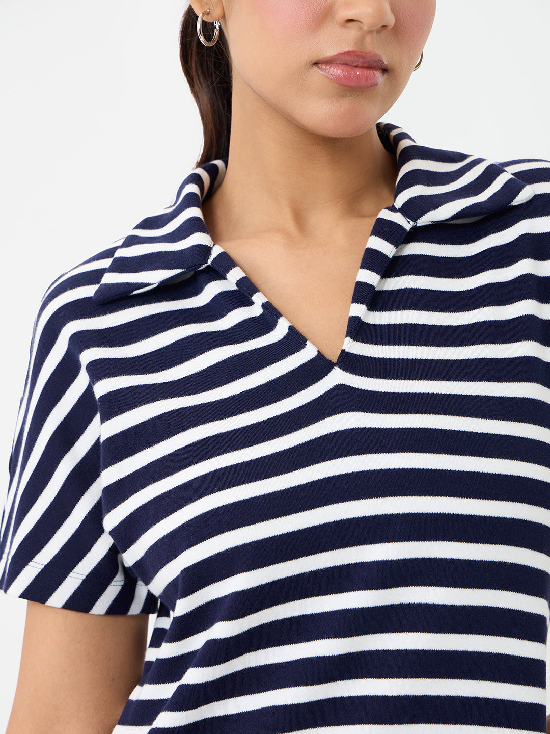 Navy Cotton Stripe Maxi Dress