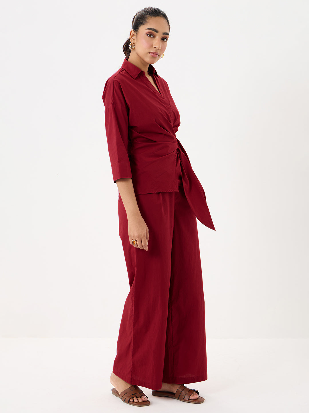 PaperLite Poplin Red Wrap Co-ord Set