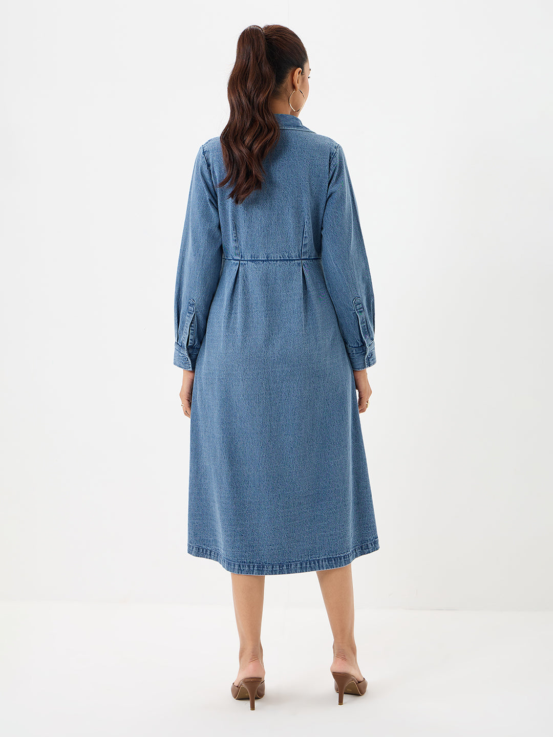 DenimClassic Blue Button Down Midi Dress