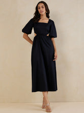 Black Cotton Cut Out Maxi Dress