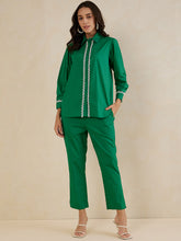 Green Cotton Poplin Shirt Co-Ord Set