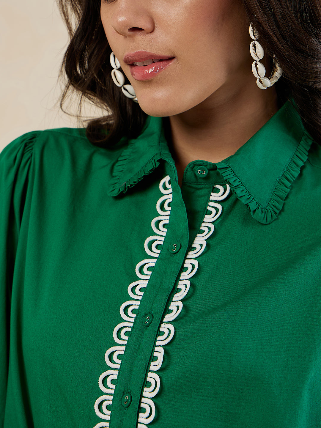 Green Cotton Poplin Shirt Co-Ord Set