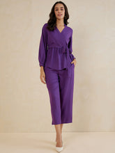 Purple Solid Wrap Co-Ord Set