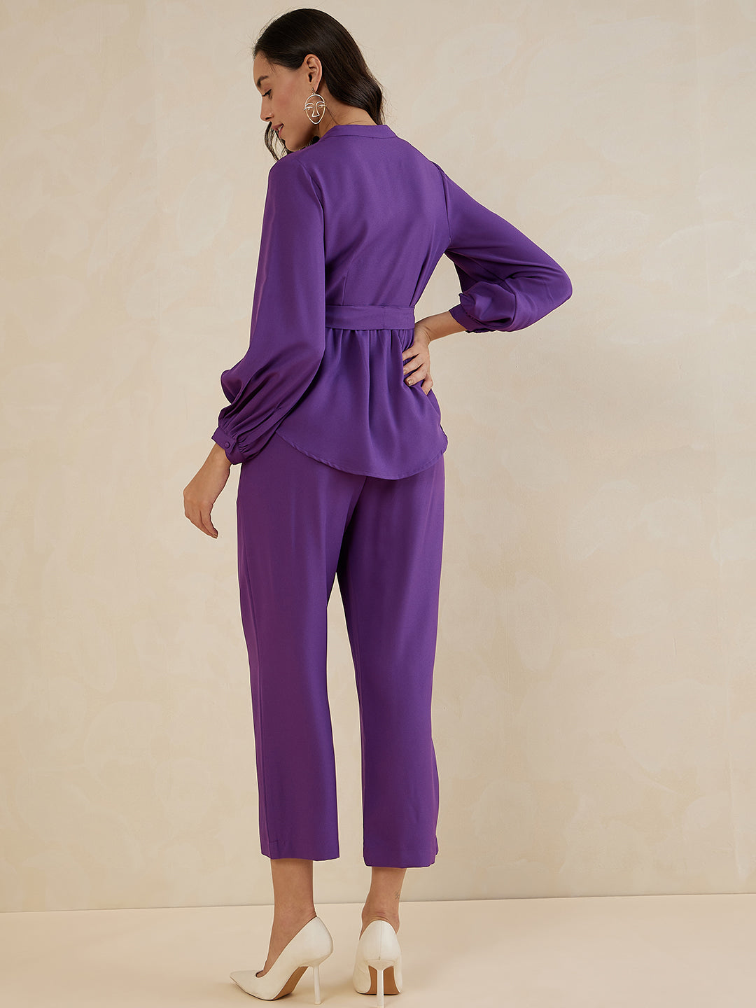 Purple Solid Wrap Co-Ord Set