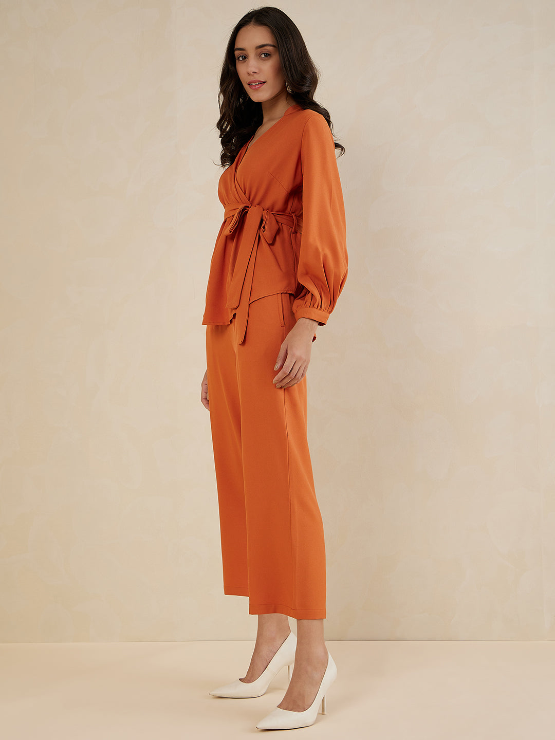 Rust Solid Wrap Co-Ord Set