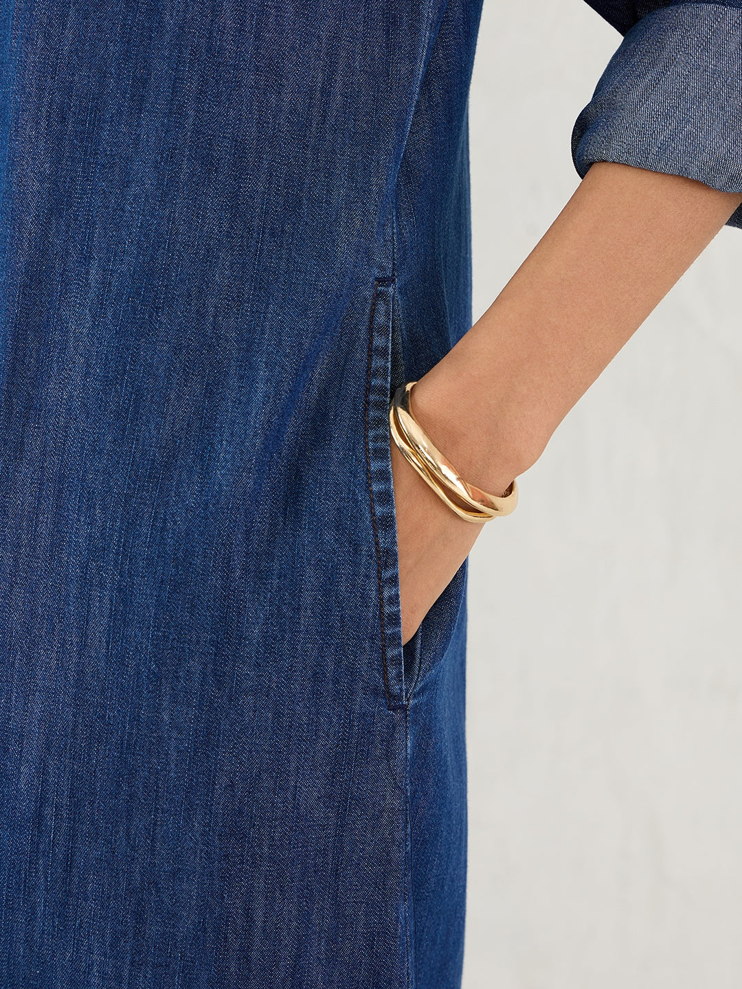 Dark Blue Denim Maxi Shirt Dress