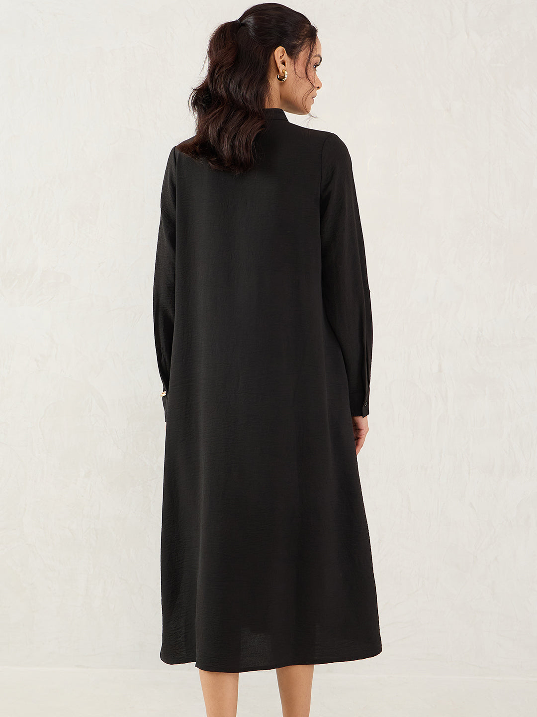 Black Yoke Detail Midi Dress