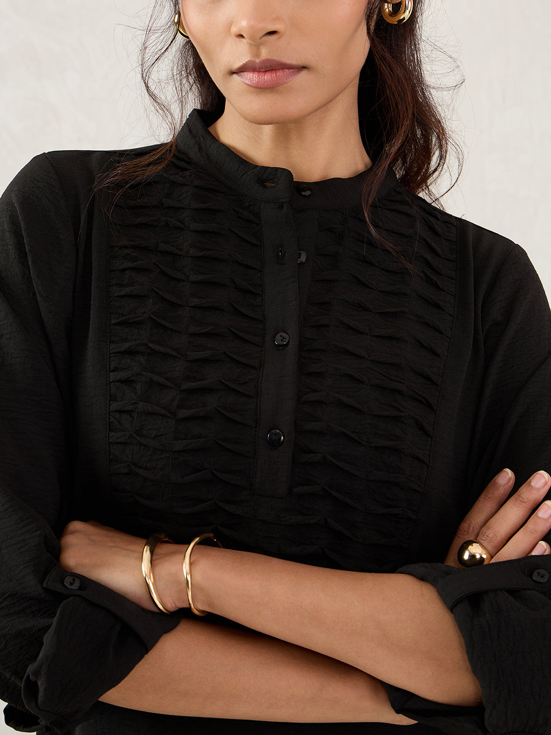 Black Yoke Detail Midi Dress