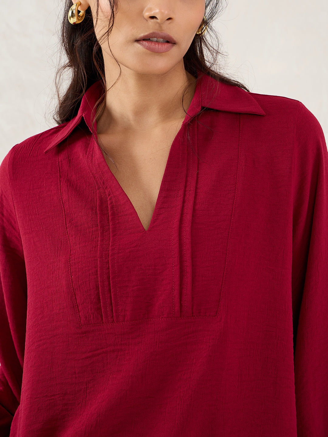 Maroon Yoke Detail Top