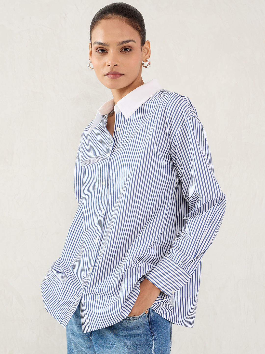 Navy Stripe Colorblock Shirt