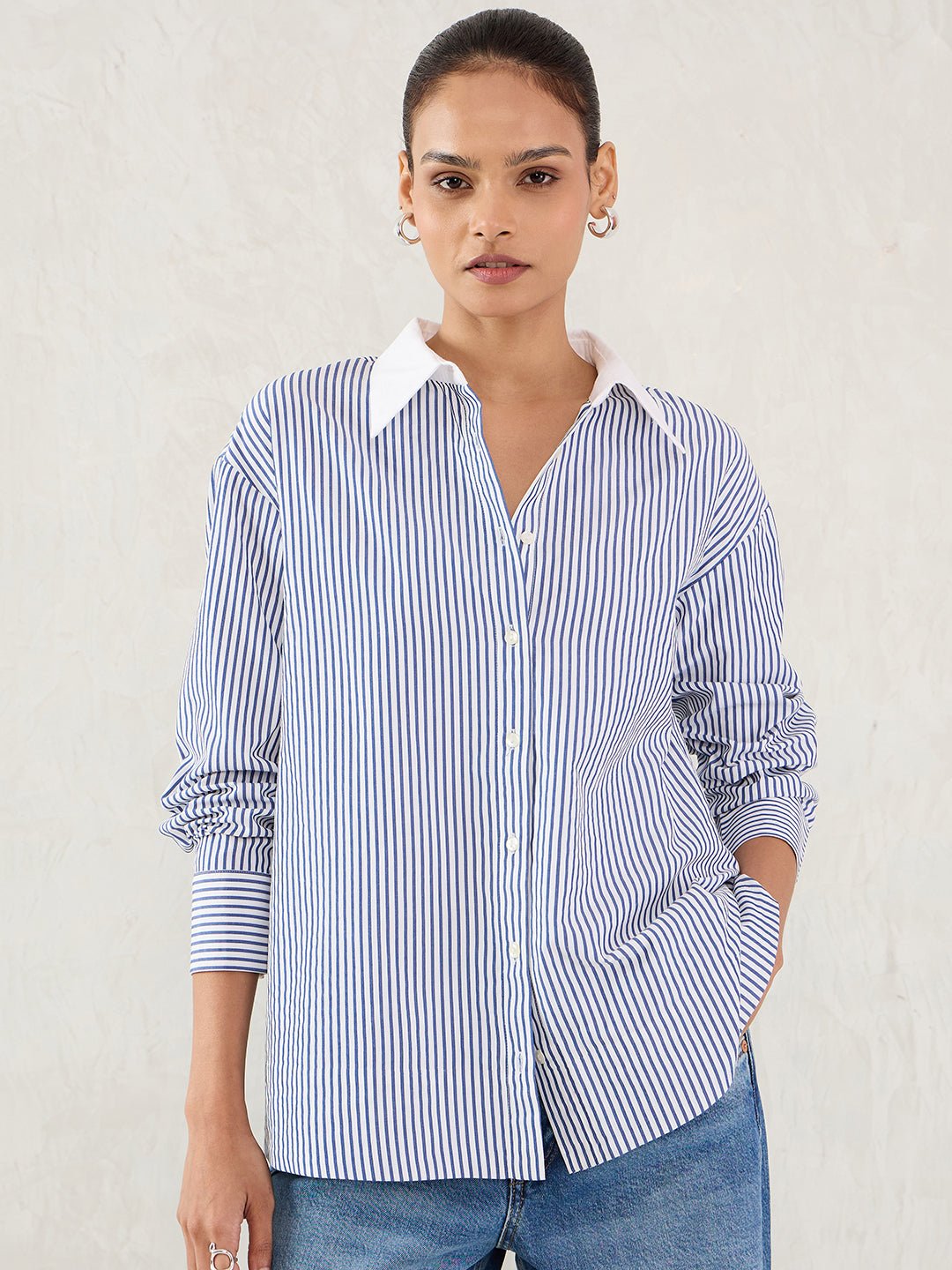 Navy Stripe Colorblock Shirt