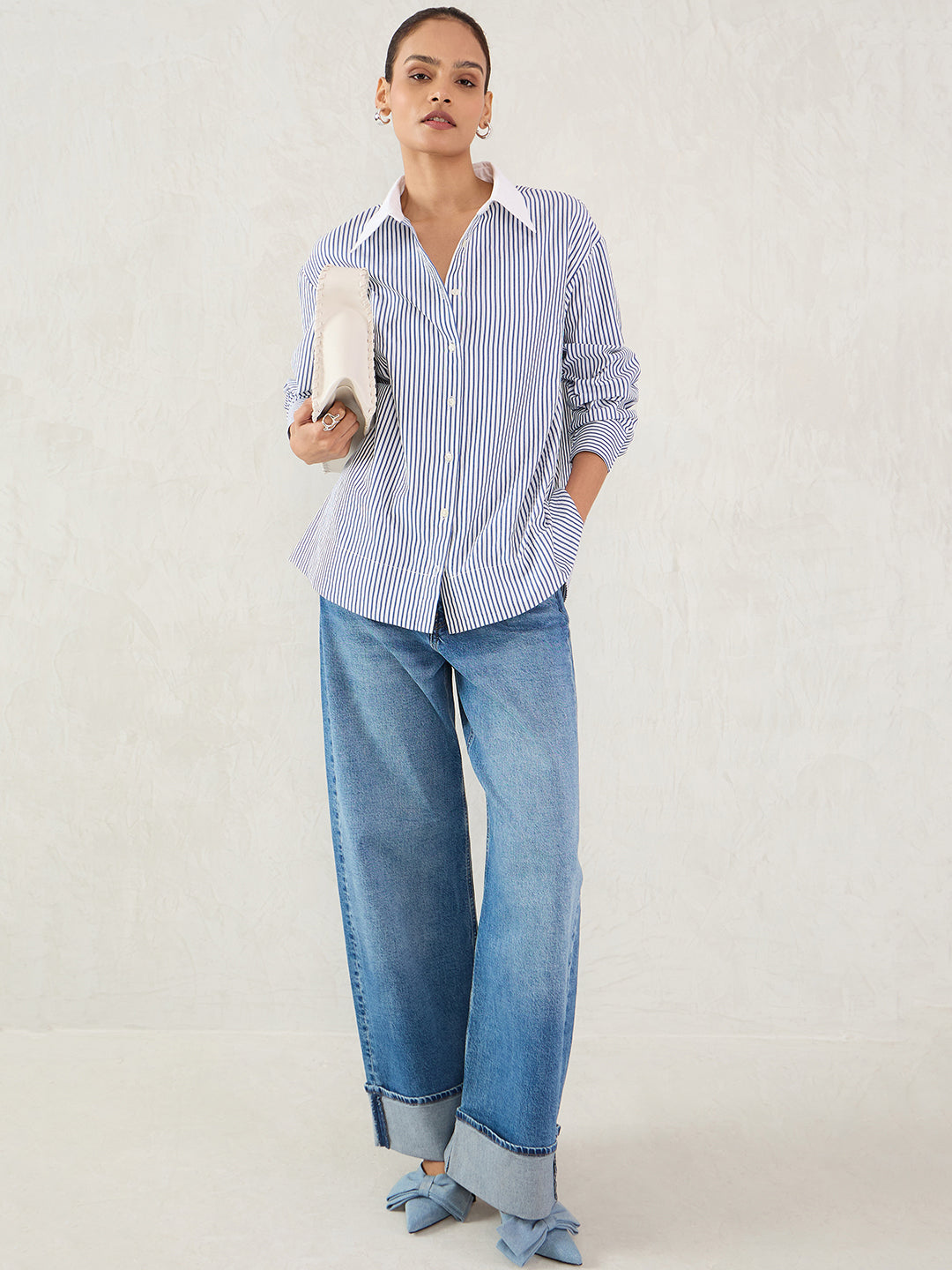 Navy Stripe Colorblock Shirt