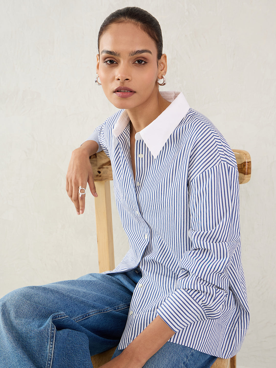 Navy Stripe Colorblock Shirt