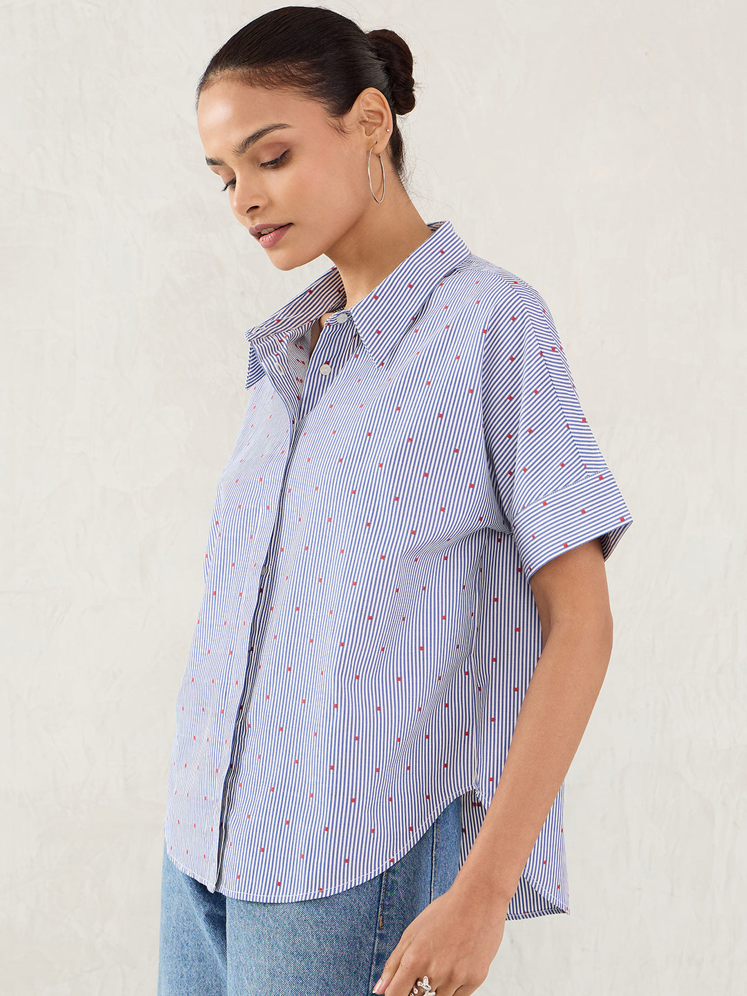 Navy Stripe Button Down Shirt