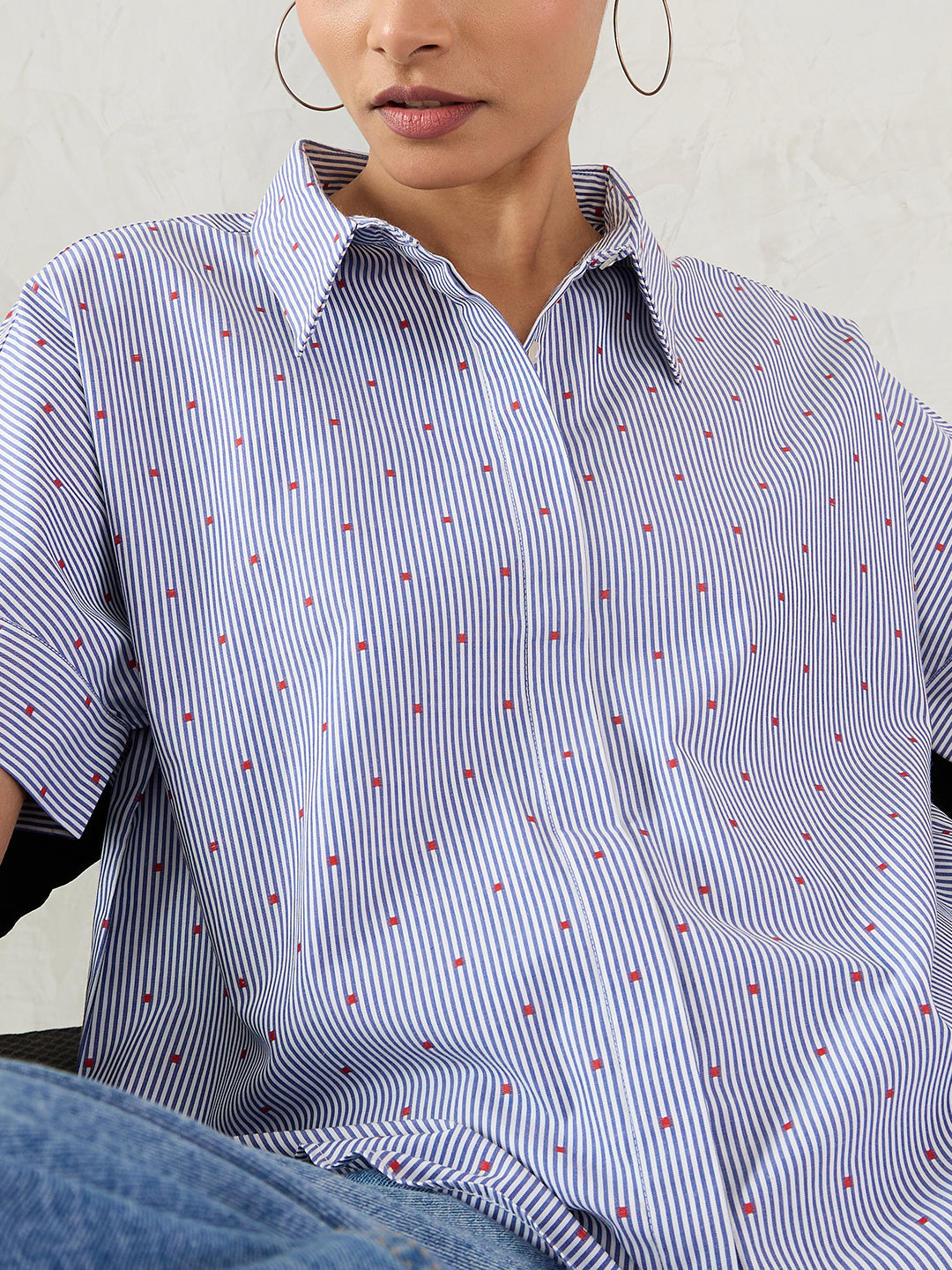Navy Stripe Button Down Shirt
