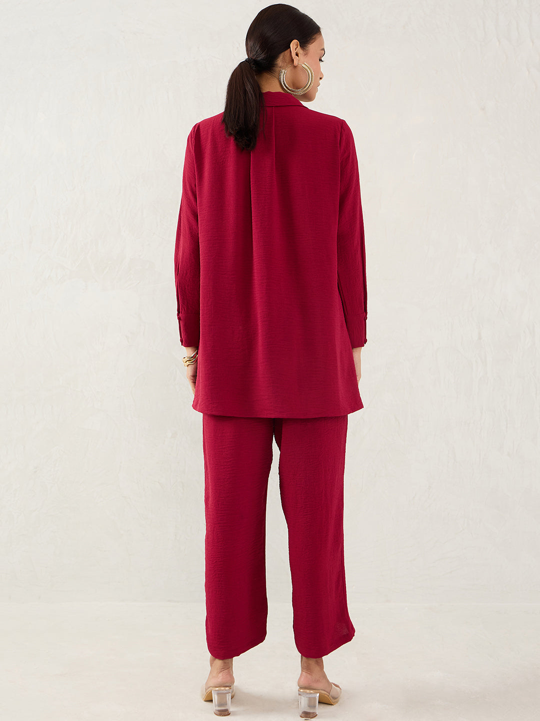 Maroon Yoke Detail Co-Ord