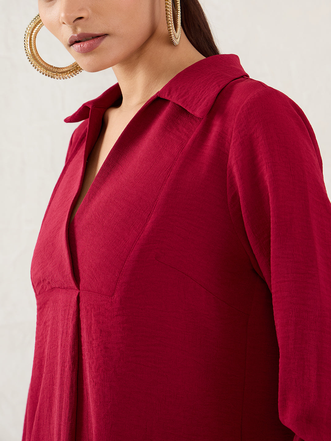 Maroon Yoke Detail Co-Ord